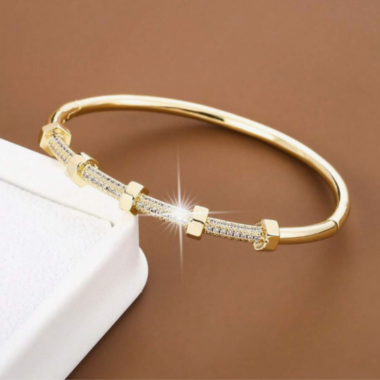 Pulsera chapada en oro brillante con cubierta Moissaniet
