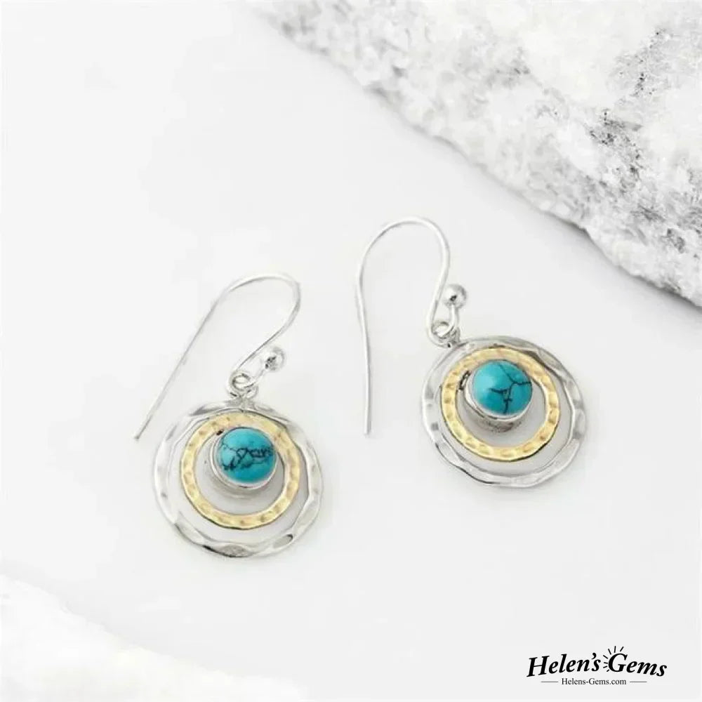 Pendientes Boho Saturno Turquesa y Oro