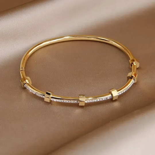 Pulsera chapada en oro brillante con cubierta Moissaniet