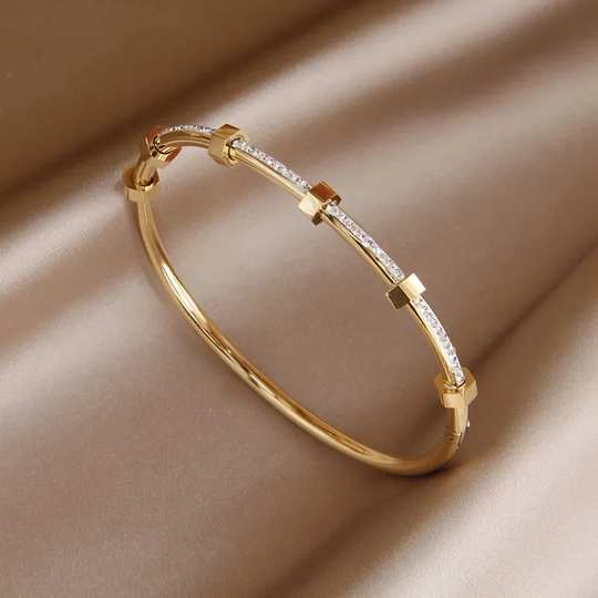 Pulsera chapada en oro brillante con cubierta Moissaniet